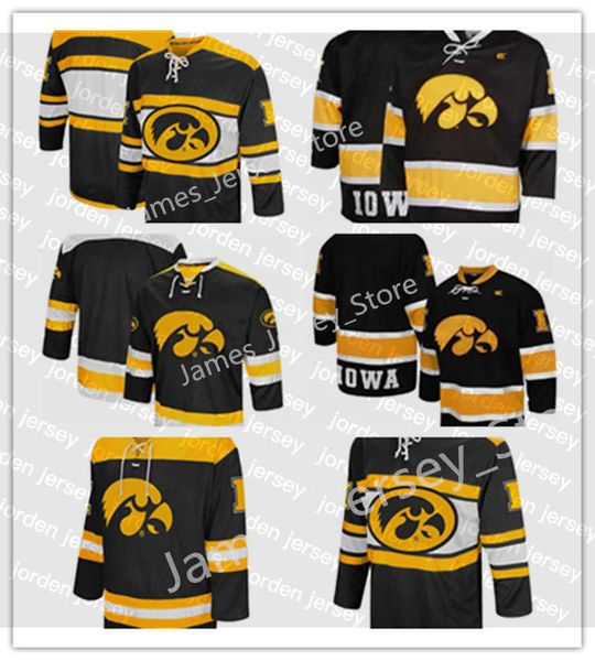 

new college hockey wears 2022 ncaa custom iowa hawkeyes stitched hockey jersey 73 c.j. parisi 73 nathan schultz 10 michael viola 1 alex john, Black