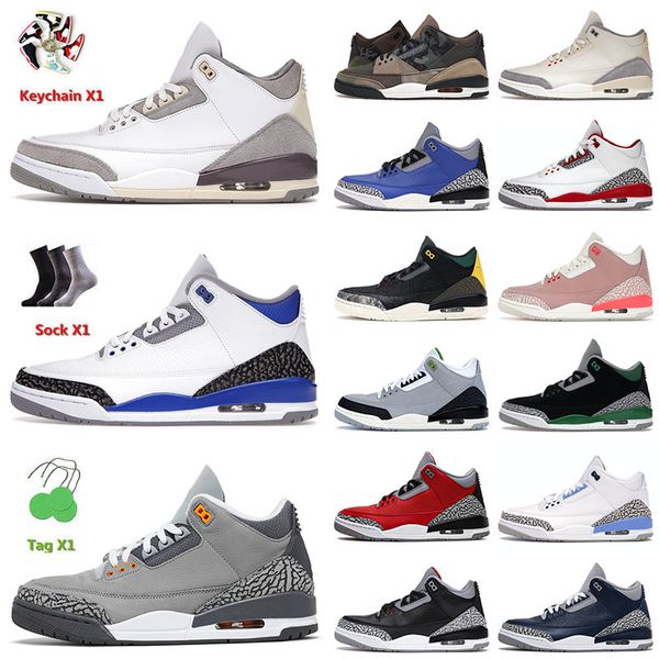 

original basketball jumpman shoes 3 3s iii medium grey racer blue cool grey patchwork rust pink laser orange mens women j3 jordens sneakers