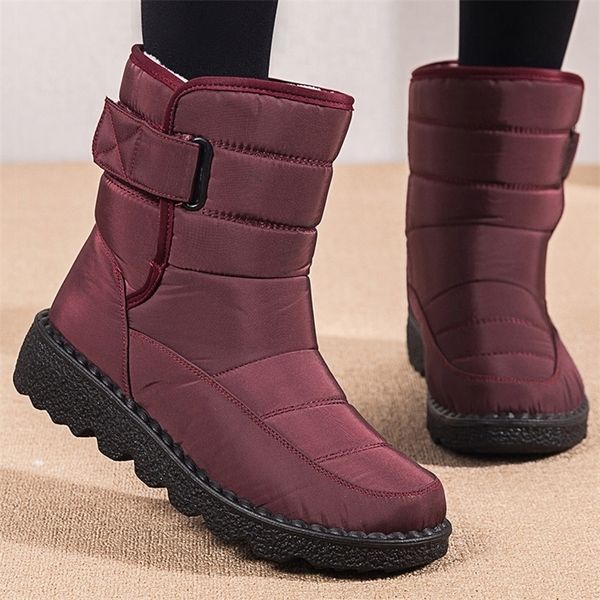 

boot 2023 winter with platform shoes snow botas de mujer waterproof low heels ankle female 220924, Black