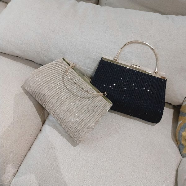 

dinner bag 2022ins simple lady pleated craft hand bill of lading shoulder oblique cross female bride bridesmaid square bag