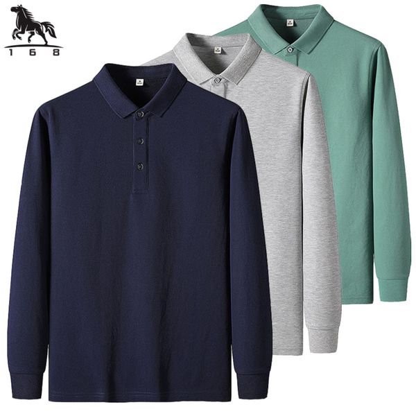 

men's polos polo shirt men autumn long sleeve solid color long mens business casual 8891 220927, White;black