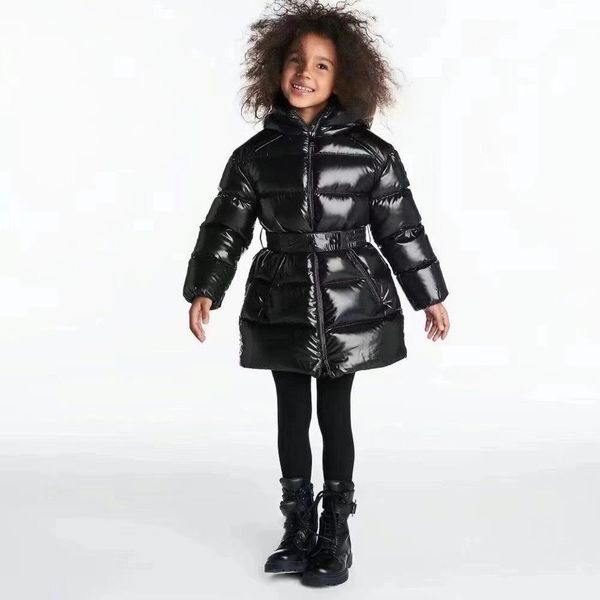 

kid coats hooded baby clothes down coat kids designer 2022 thick warm outwear girl girls designers long belt with letters zipper jackets siz, Blue;gray