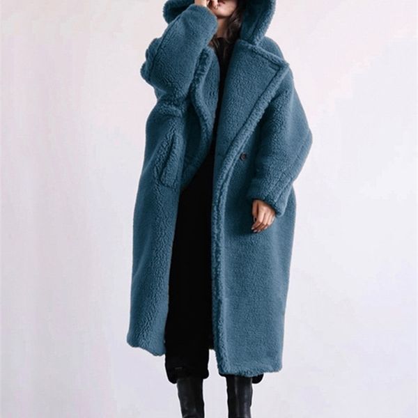 

womens fur faux coat plus velvet winter s elegant female women size 220927, Black