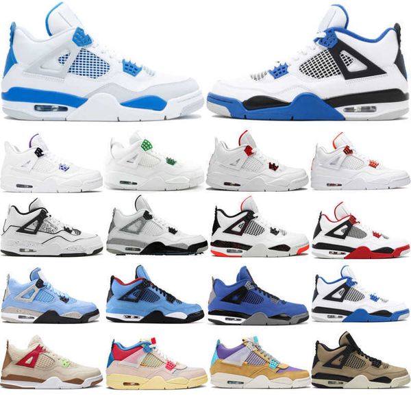 

2022 4 4s basketball shoes sneakers metallic purple university blue black cat tour shimmer yellow cactus pine green fire red men womenqx64