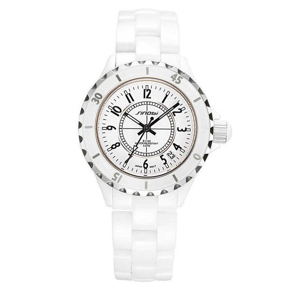 

watch sinobi men's women's belt waterproof fashion quartz ceramic, Slivery;golden