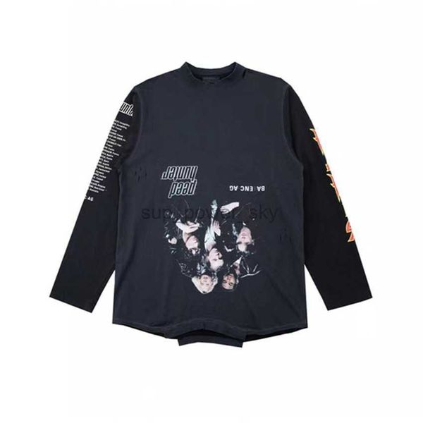 

mens hoodies balencaigass designer sweatshirts fashion brand 2022 autumn winter band portrait lightning letters reversed both sides old wash, Black