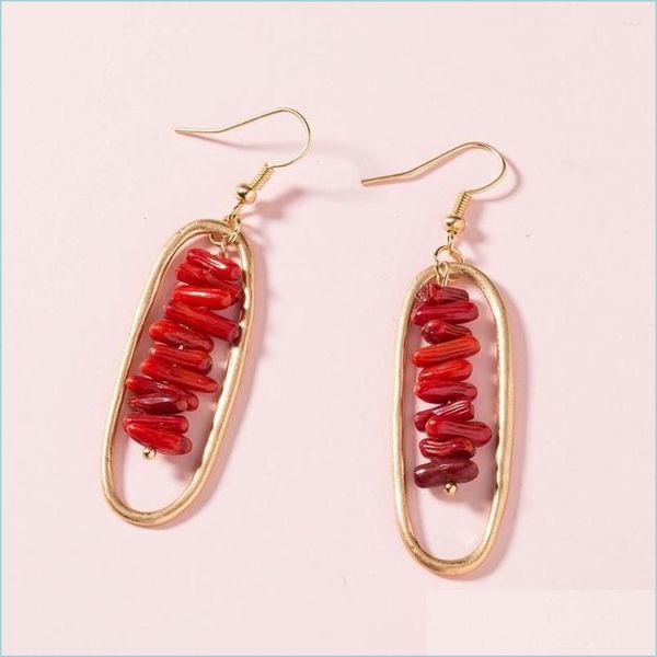 

dangle chandelier dangle earrings fashion jewelry accessories hollow out oval hanging red small stone for women drop deliv dayupshop dhvx2, Silver