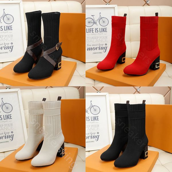 

new women silhouette ankle boot designer martin boots winter warn botas stretch fabrnc high heel bootie ladies casual shoes with box size 35, Black