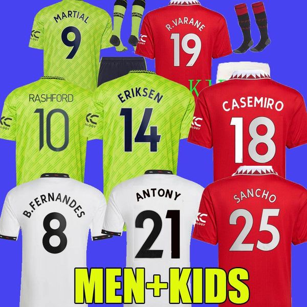 

casemiro sancho antony soccer jersey 22 23 martinez rashford eriksen malacia 2022 2023 football shirt mans utds b. fernandes manchesters men, Black;yellow