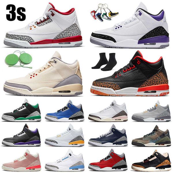 

3 3s men jumpman basketball shoes neapolitan kumquat muslin trainers dark iris shady unc cardinal red desert elephant patchwork women sports, Black