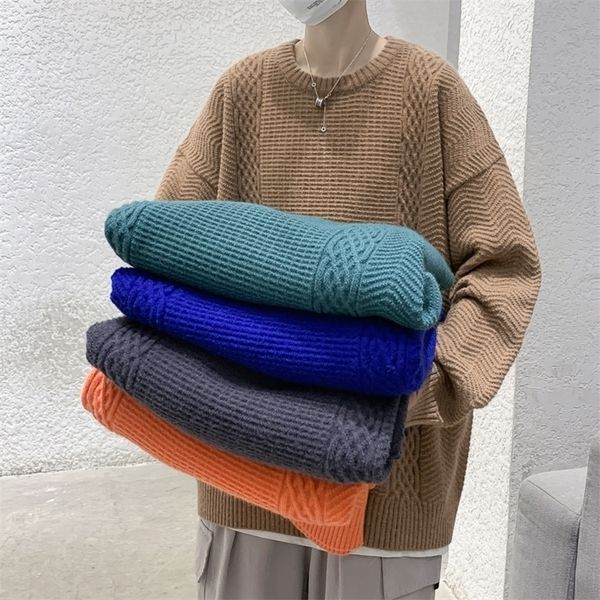 

men's sweaters harajuku mens sweater winter fashion loose round neck vintage clothes pullover 220927, White;black