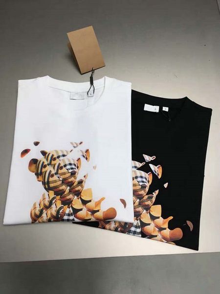 

designers mens womens t shirts long sleeve luxurys letter little bear printing cotton shirts clothing polos summer fashion short sleeve clo, White;black