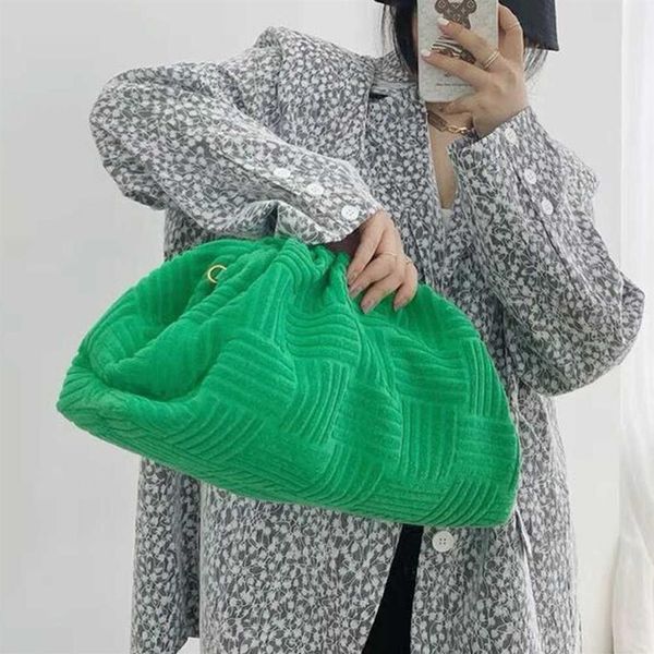 

green towel fabric pouch women handbags designer dumpling bags for shoulder bag cloud clutch crossbody 2021240l
