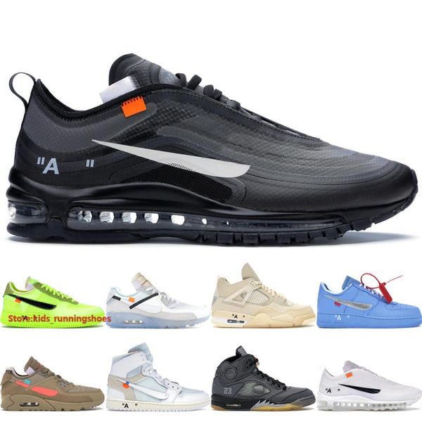 

white 97s men women running shoes jumpman 1s 4s 5s basketball shoes desert ore university blue outdoor sneakers s329b, Black