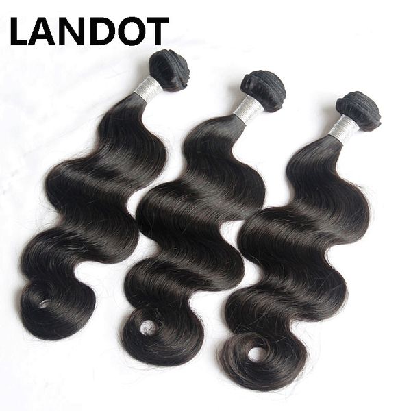 

landot unprocessed brazilian body wave virgin human hair weave bundles indian cambodian mongolian peruvian malaysian remy hair extensions so, Black
