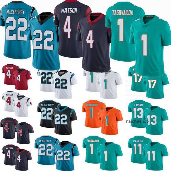 

jersey 22 christian mccaffrey jersey men kids 4 deshaun watson 13 dan marino 11 devante parker 17 jaylen waddle 1 ''nfl'&#039, Black;red