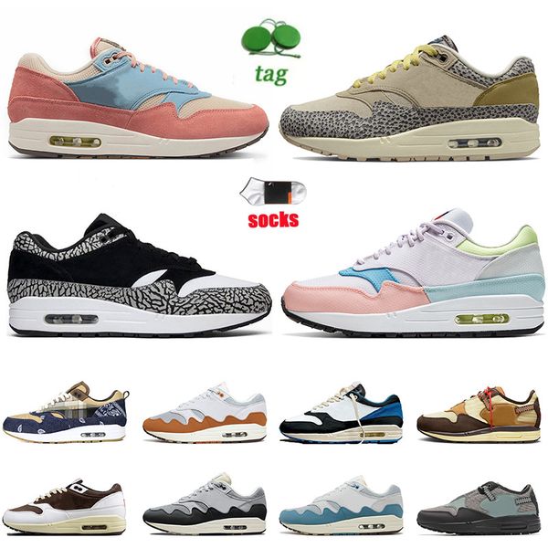 

designer running shoes men women mx 1 87s trainers size 47 safari light madder root patta black grey london waves noise aqua elephant obsidi