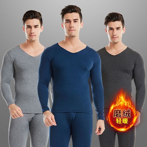 

men's thermal underwear winter men's non-marking thermal underwears suit cationic skin-friendly comfortable quick-heating long joh, Black;white