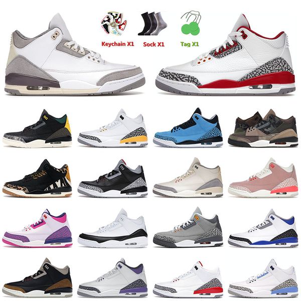

3 3s iii basketball shoes for mens women medium grey cardinal red patchwork rust pink knicks rivals georgetown jordens sneakers trainers, White;red