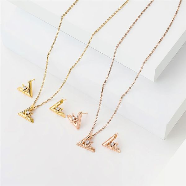 

fashion stainless steel high jewelry letter body hollow necklace iced out diamond earrings christmas gift257z, Silver