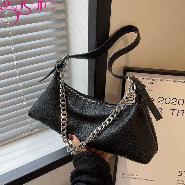 

evening bag bags gusure simple design underarm shoulder luxury travel shopper tote for women pu leather hobo chain handbag purse sac y2209