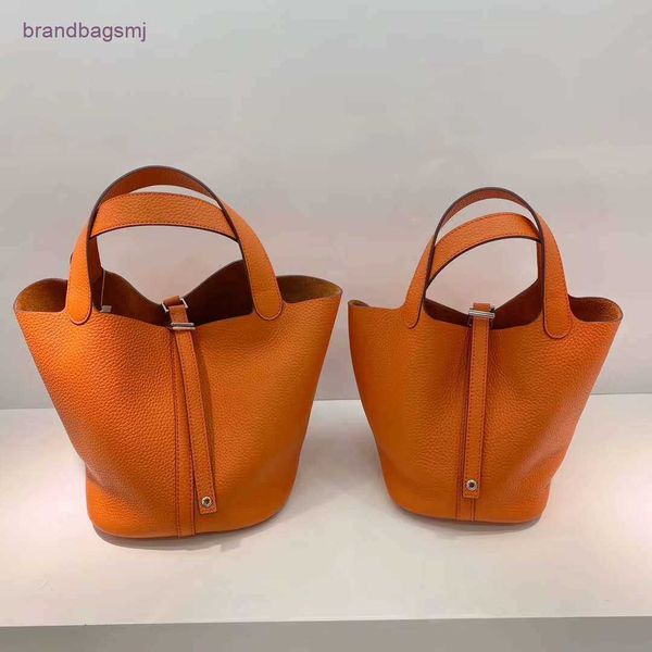 

bags herme limelight layer kraft vegetable basket bag 2022 new soft leather bucket fashionable women's hand