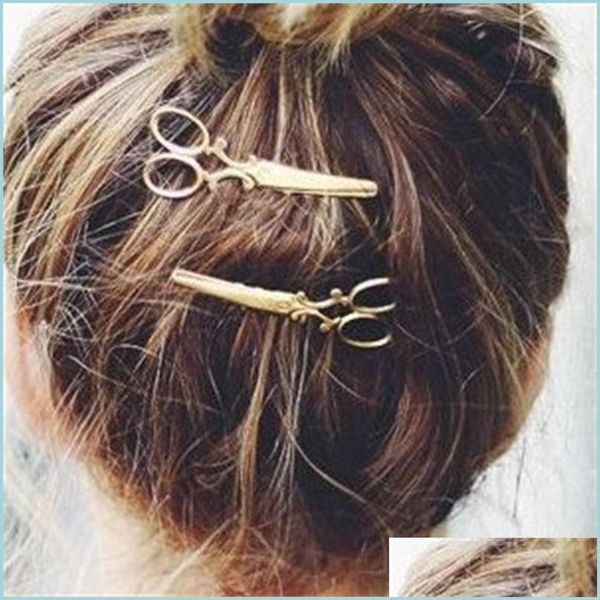 

hair clips barrettes retro hairpin clips personality original fashion lovely small scissors side clip alloy simple hair accessories dhrf0, Golden;silver