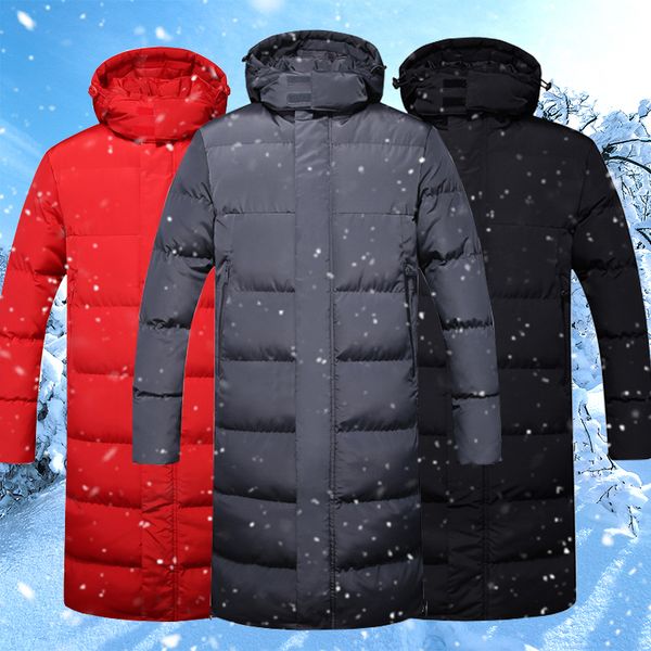 

men's down parkas winter long coat warm thick windproof hooded jackets men solid color mountaineering travel man jacket 220927, Black