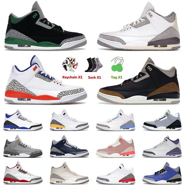

mens designer jorden basketball shoes jumpman 3 3s iii pine green medium grey knicks rivals desert elephant j3 jordens outdoor sneakers