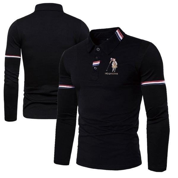 

men's polos hddhdhh polo print long sleeve shirt men's spring business workwear lapel t-shirt 220926, White;black