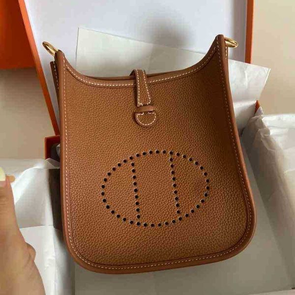 

bags herme designer women evelynes handbags herms texture women's leather 2022 hollow out bucket layer cowhide litchi pattern real