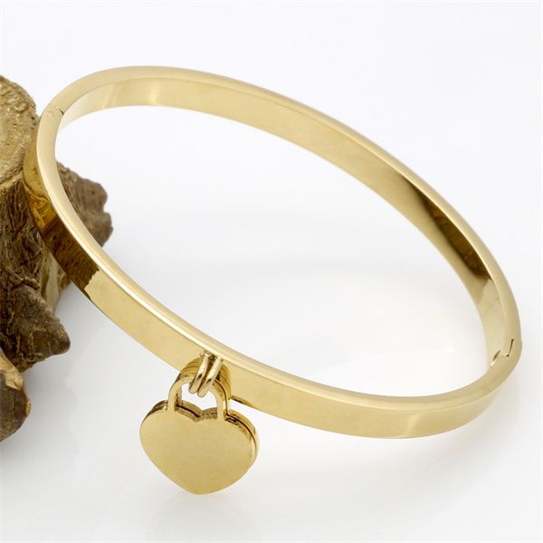 

fashion premium double heart charm bracelets stainless steel rose gold women's bracelet three-color choice ac167, Golden;silver