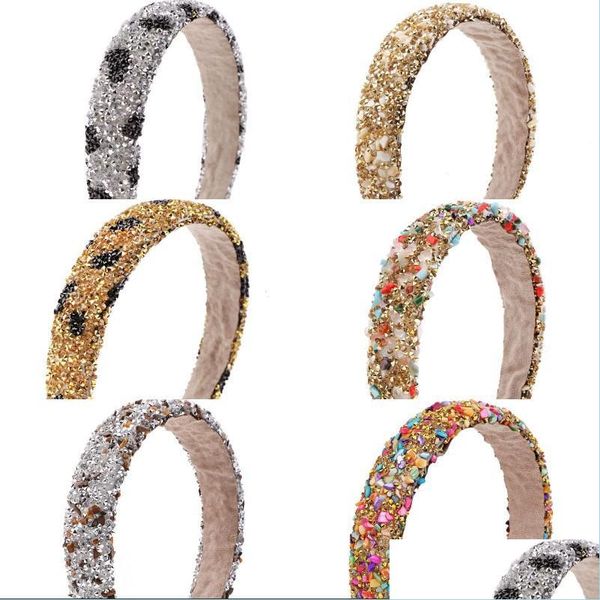 

headbands natural crystal rhinestone hair accessories retro sponge elastic women hoop bling fashion lady headbands drop delivery 2021 dhf9d, Silver