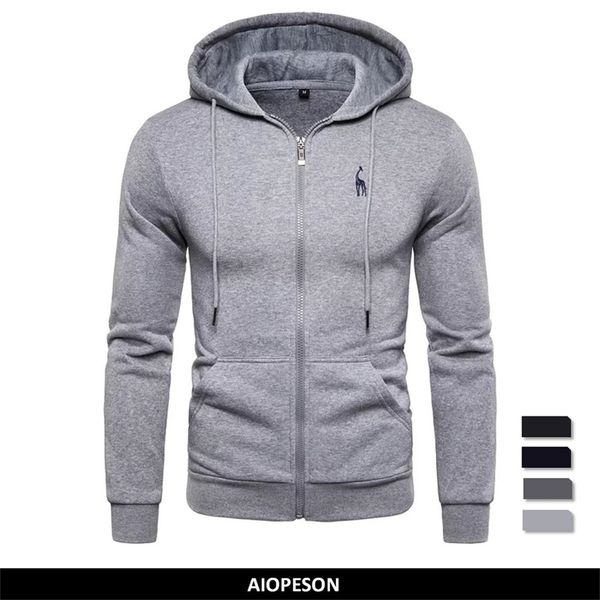 

men's hoodies sweatshirts autumn winter cotton hoodied s solid hoody fleece thick sportswear zipper 220924, Black