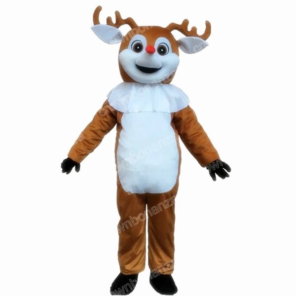 

halloween cute brown deer mascot costumes cartoon character outfit suit xmas outdoor party outfit size promotional advertising clothings, Red;yellow