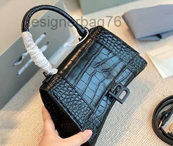 

female bags bbalencaig'as hourglass bag 2022 b home leather designer crocodile pattern fashion versatile one shoulder messenger handbag