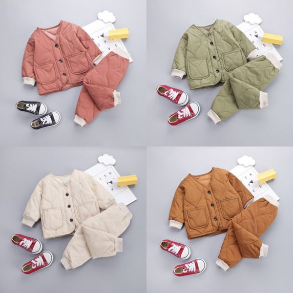

winter children keep warm clothing sets autumn kids boys girls thicken cotton jacket pants baby infant casual tracksuits 20220927 e3, White