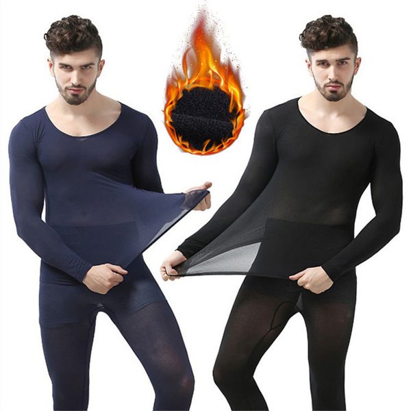 

men's thermal underwear winter 37 degree constant temperature for men ultrathin elastic thermo seamless long johns 220927, Black;white
