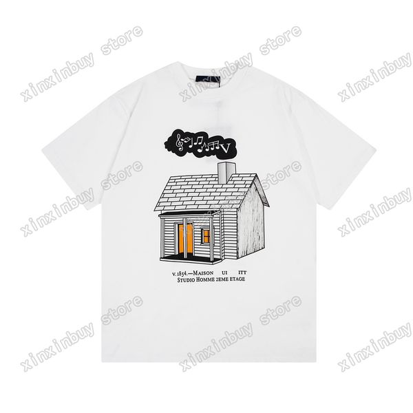 

xinxinbuy men designer tee t shirt paris house music letter print cotton women black white gray xs-l, Black;brown