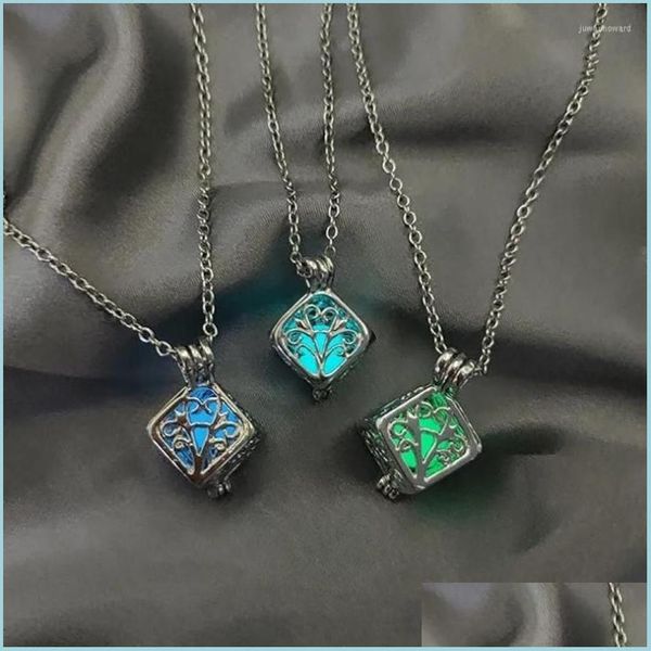 

pendant necklaces pendant necklaces 2022 luminous glowing in the dark moon lotus flower plant shaped necklace for women yo jewelshops dhn2z, Silver