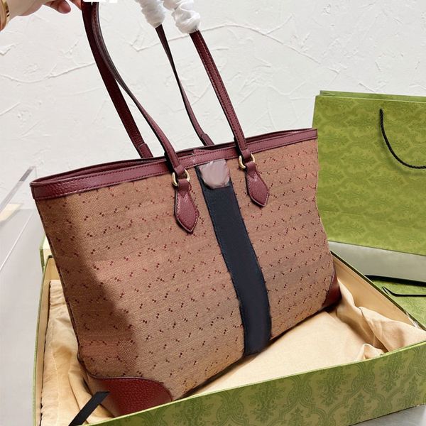 

canvas shopping bags women handbags purse classic shoulder bag fashion old flower letter genuine leather handle large capacity beach bag int