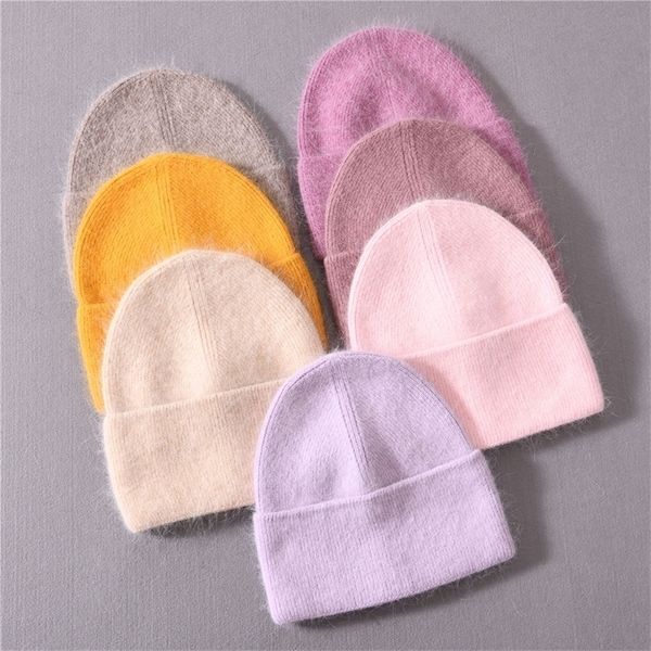 

beanieskull caps wide brim hats bucket hats solid color winter hats women men fluffy long hair cashmere knitted beanies warm wool autumn fem, Blue;gray