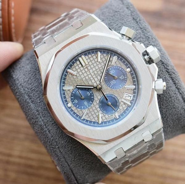 

u1 luxury classic new men watch quartz chronograph sapphire stainless steel rose gold silver luminous black bracelet watches buckle bracelet, Slivery;brown