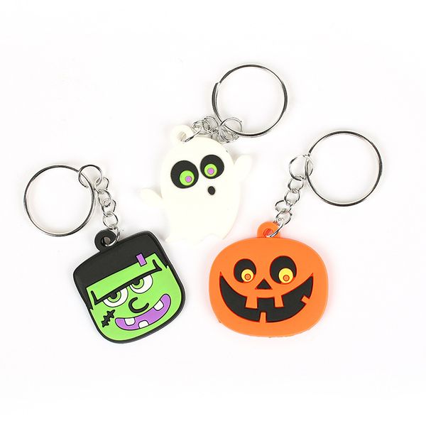 

halloween keychains pvc soft silicone pumpkin cartoon keychain bag decoration pendant gifts bat jewelry car key ring ornament celebration, Silver