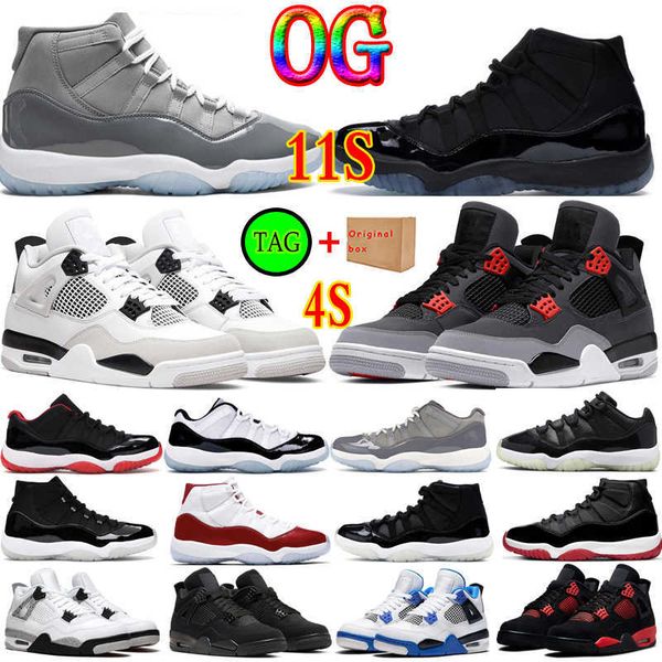 

with box 4 11 jumpman basketball shoes 4s 11s designer sneaker sport shoe military black cat fire red thunder sail cool gery bred cherrye4ol