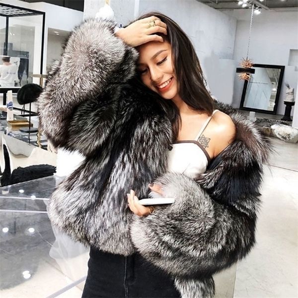 

womens fur faux fur coat short style fashion imitation hair whole autumn winter casual lady jacket 220926, Black