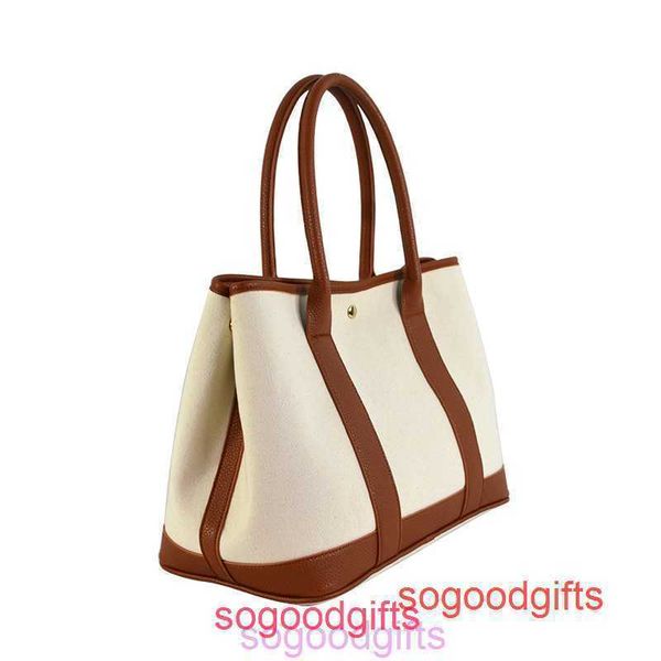 

h ermes handbags garden party bags women crossbody designer tote handbags pu splicing canvas bag sewing to the end with real logo