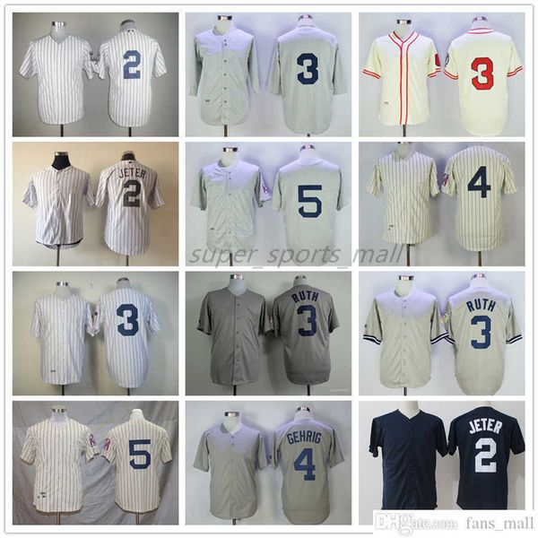 

mitchell and ness baseball jersey vintage 3 babe ruth 2 derek jeter 4 lou gehrig 5 joe dimaggio 1939 jerseys, Blue;black