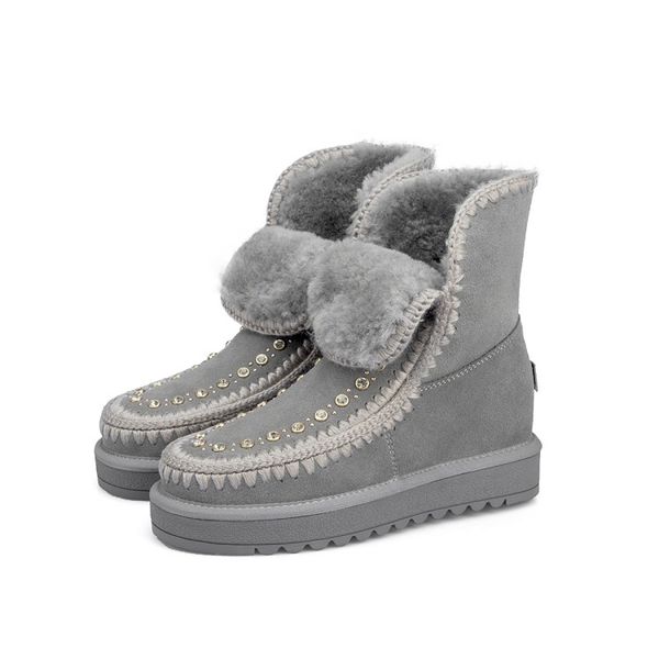 

autumn and winter new women's boots european american fashion rhinestones comfortable all-match thick-soled warm round head sleeve snow, Black