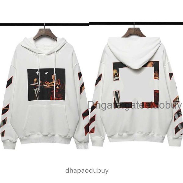 

hoodie offs classic mens loose hoodies fashion sweatshirts zipper hoodie cotton pullover long sleeved back oil paint arrow x men women, Black